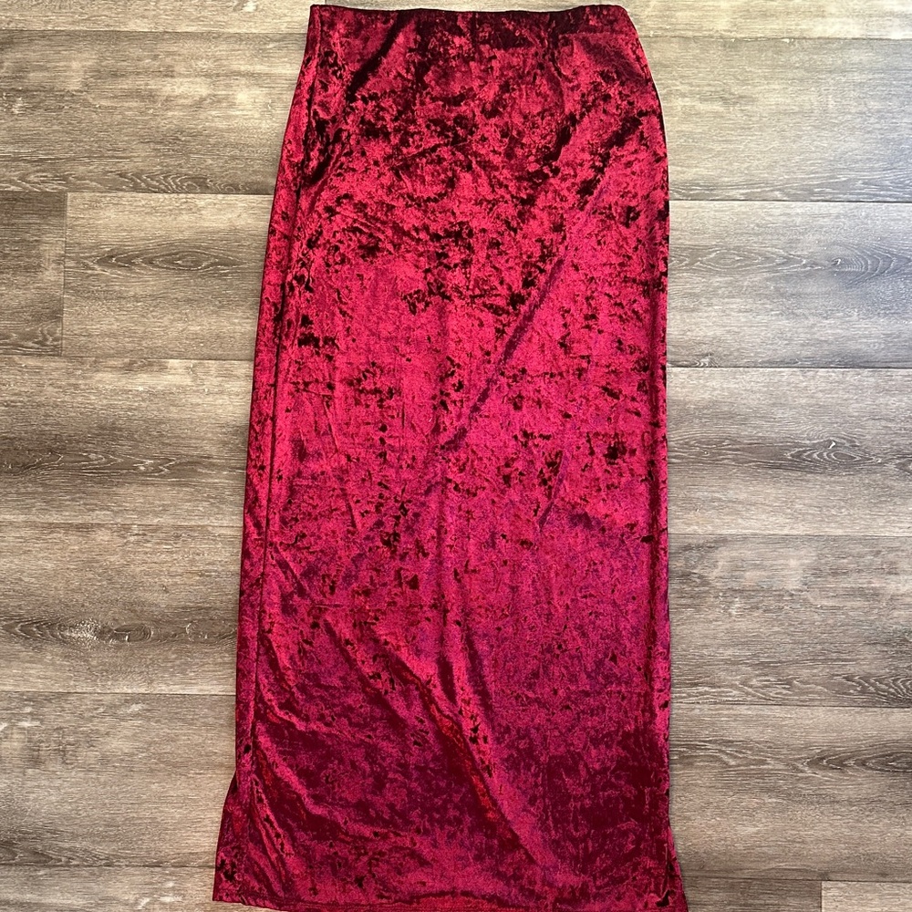 Kimchi Blue Elegant Velvet Red Skirt